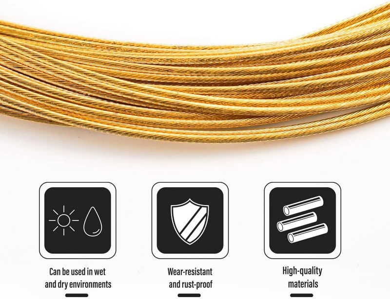 CNC Pro Slick Polished Bike Shifter Cable for Shimano/SRAM|Mountain Bike，Road Bike，MTB Derailleur Cable 1.2X 2100/2500/3000/3500mm，Gold. - Image 5